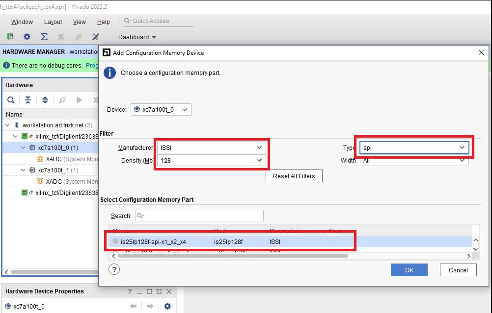 Selecting the chip and memory part