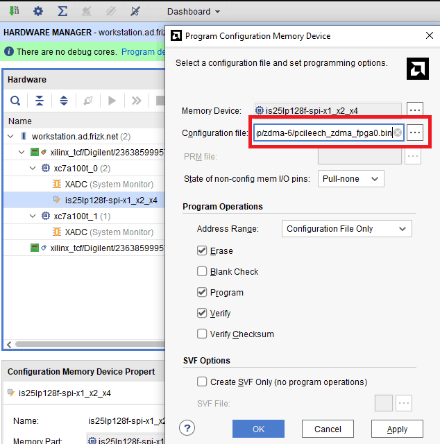 Program configuration memory device